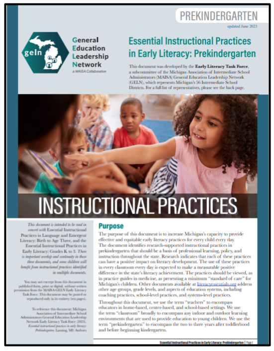 Prekindergarten Essential Instructional Practices in Early Literacy